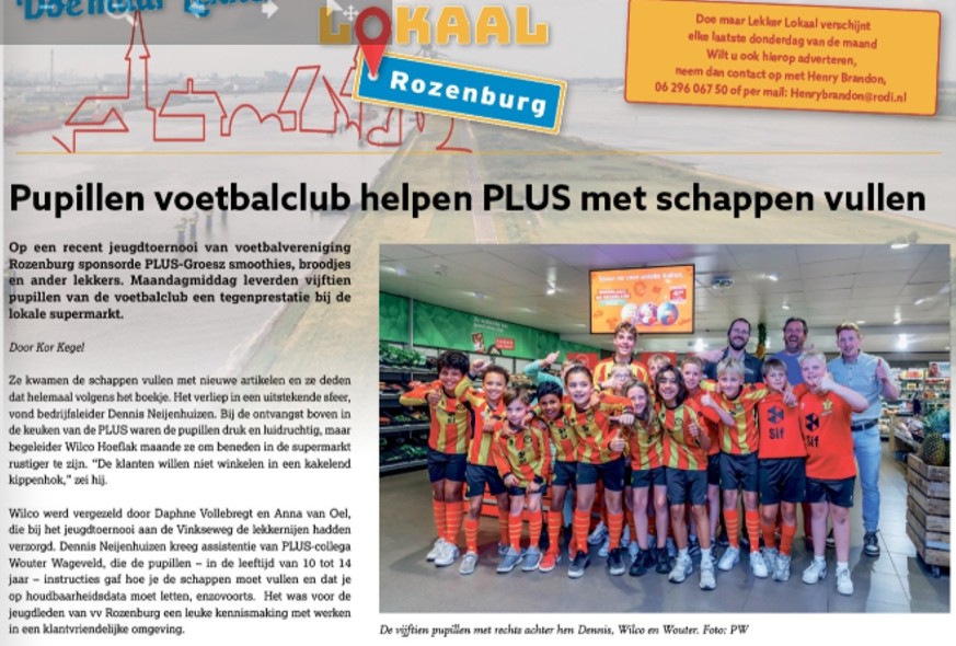 Pupillen Rozenburg helpen PLUS met vakken vullen